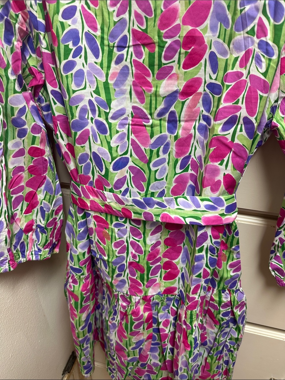 JODIFL Pink Purple Green Floral Print Belted Dress - Picture 8 of 8